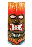 12" HAND CARVED & PAINTED WOODEN FLAME TIKI MASK