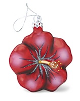 GLASS HIBISCUS FLOWER CHRISTMAS ORNAMENT - RED
