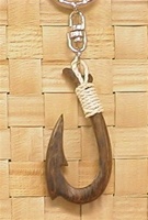 WOOD FISH HOOK KEYRING
