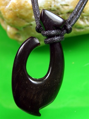 Black Bone Fish Hook Pendant