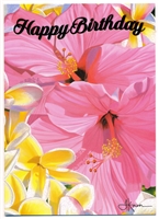 RAINBOW SHERBET  HIBISCUS & PLUMERIA BIRTHDAY CARD