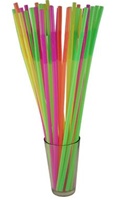 17" LONG BENDABLE PLASTIC NEON STRAWS / CASE OF 1600