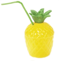 2-PIECE PLASTIC PINEAPPLE MUG