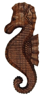 HAND CARVED WOODEN SEAHORSE PLAQUE - LEFT FACING