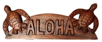 HAND CARVED WOOD HONU TURTLE  ALOHA SIGN