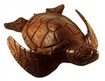 12" HAND CARVED WOOD HONU SEA TURTLE - LARGE