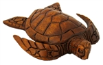 6" HAND CARVED WOOD SEA TURTLE - SMALL