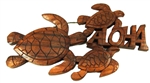 3 HONU / TURTLE ALOHA CARVED WOOD WALL PLAQUE
