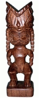 8" HAND CARVED WOOD KU TIKI STATUE