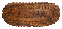 HAND CARVED SOLID WOOD PLUMERIA LEI ALOHA SIGN