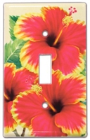 RED HIBISCUS DESIGN SWITCH PLATE COVER