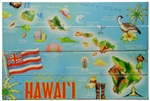 RUSTIC WOOD PRINT SIGN - MAP OF HAWAII