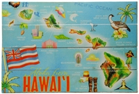 RUSTIC WOOD PRINT SIGN - MAP OF HAWAII