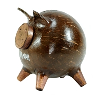 GENUINE COCONUT AND WOOD PIGGY BANK