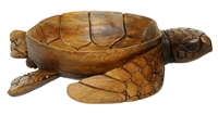 13" HAND CARVED WOOD SEA TURTLE BOWL w/FLIPPERS