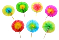 3" ROUND TISSUE ROSETTE COCKTAIL FANS - ASSORTED COLORS - CASE OF 3600