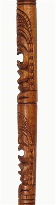 40" DOUBLE TIKI WOOD WALKING STICK