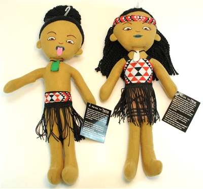 16" MAORI BOY & GIRL DOLLS - SET OF 2