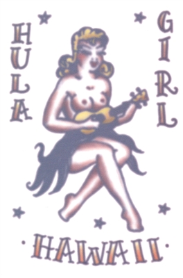 VINTAGE PINUP HULA GIRL TEMPORARY TATTOO - SALE!