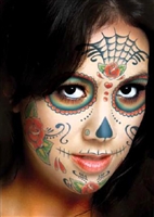 DAY OF THE DEAD SUGAR SKULL FULL FACE TEMPORARY TATTOO KIT (1)