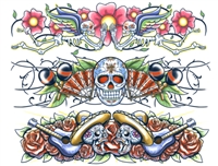DAY OF THE DEAD BODY BAND TEMPORARY TATTOOS - Set of 3