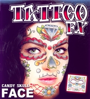 DAY OF THE DEAD CANDY SKULL FULL FACE TEMPORARY TATTOO KIT (1)