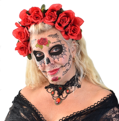 LACE SUGAR SKULL DAY OF THE DEAD TEMPORARY FACE TATTOO