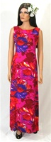 VINTAGE 1960's-70's NEON PANEL-BACK FLORAL DRESS - Size Small