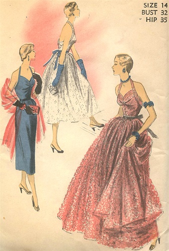 Vintage Uncut 1950S Halter Evening Dress Pattern - Size 14