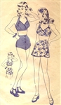 RARE VINTAGE 1940's PIN-UP GIRL 2-PIECE SARONG BATHING SUIT PATTERN - SIZE 14 - Hollywood 1341