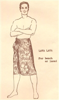 VINTAGE UNCUT MEN'S LAVA LAVA PATTERN - Polynesian 128 - SIZE MEDIUM