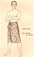 VINTAGE UNCUT MEN'S LAVA LAVA PATTERN - Polynesian 128 - SIZE LARGE