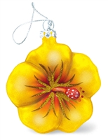 Glass Hibiscus Christmas Ornament - Yellow